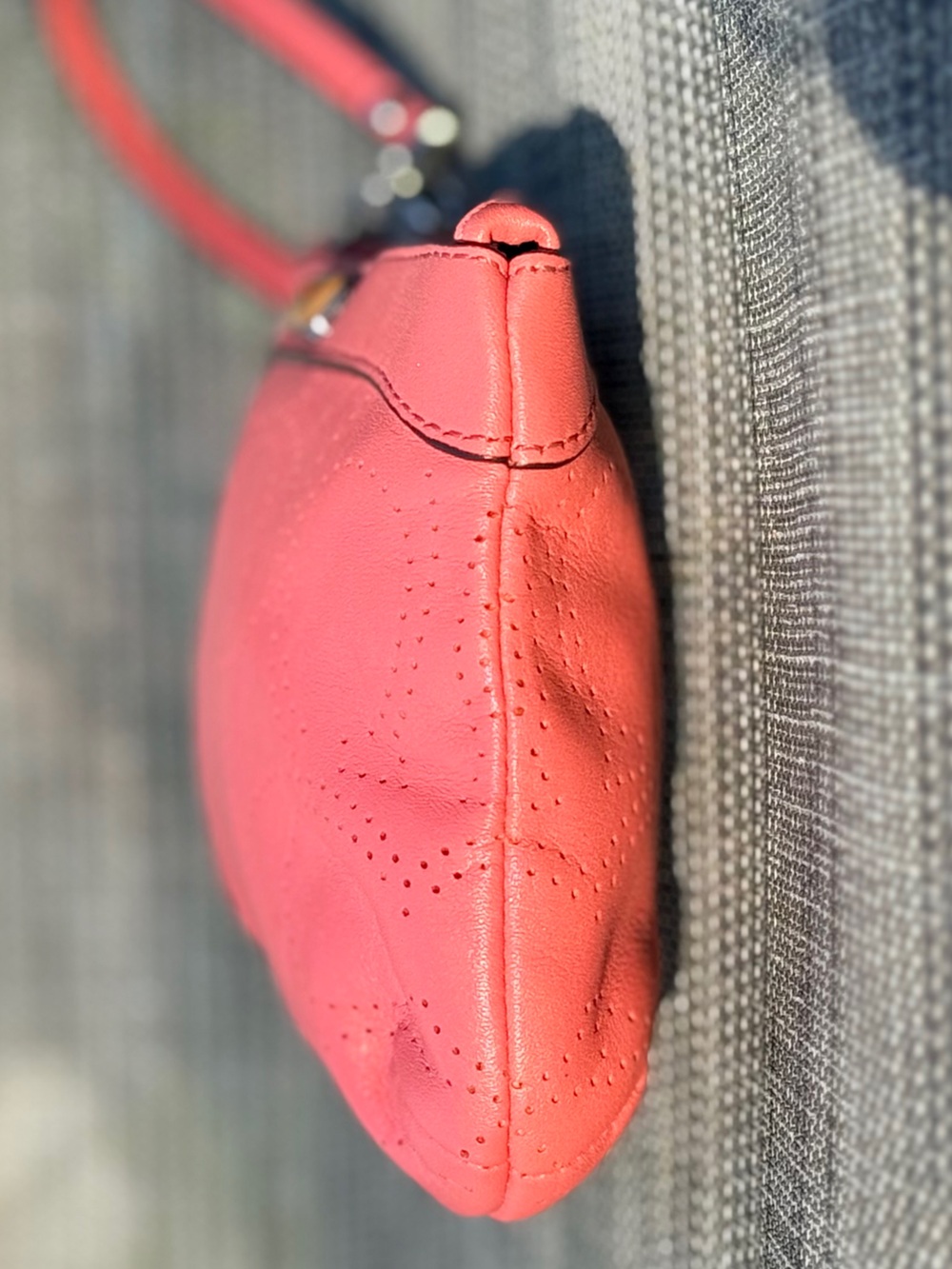 Coach Coral Perforated Leather Wristlet with Detachable Strap - Picture 5 of 9